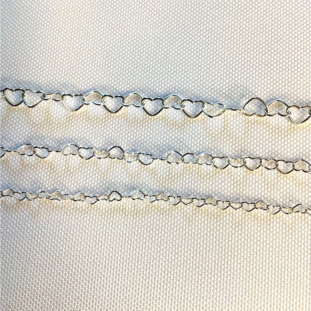 .925 Sterling Silver small Heart Chain Bracelet fits 6” to 8 1/2” New